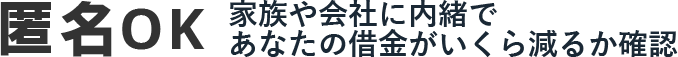 匿名OK 家族や会社に内緒であなたの借金がいくら減るか確認